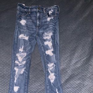 American Eagle distressed hi rise jegging size 8 regular blue jean